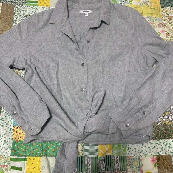 Madewell Brushed Flannel Shirt with tie detail - Picture 4 of 9